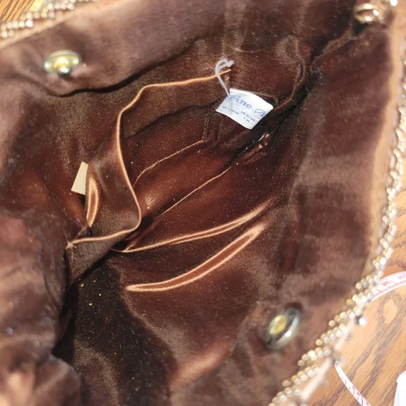 Fine Arts Beaded Bag ~ Vintage ~ Hong Kong ~ Bronze Shimmer ~ Needs TLC - Picture 8 of 16